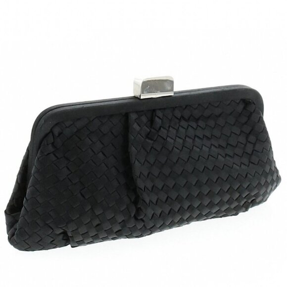 JESSICA McClintock Gunne Sax Vintage Black Clutch‎ Purse Handbag Jewel Closure - Picture 2 of 12